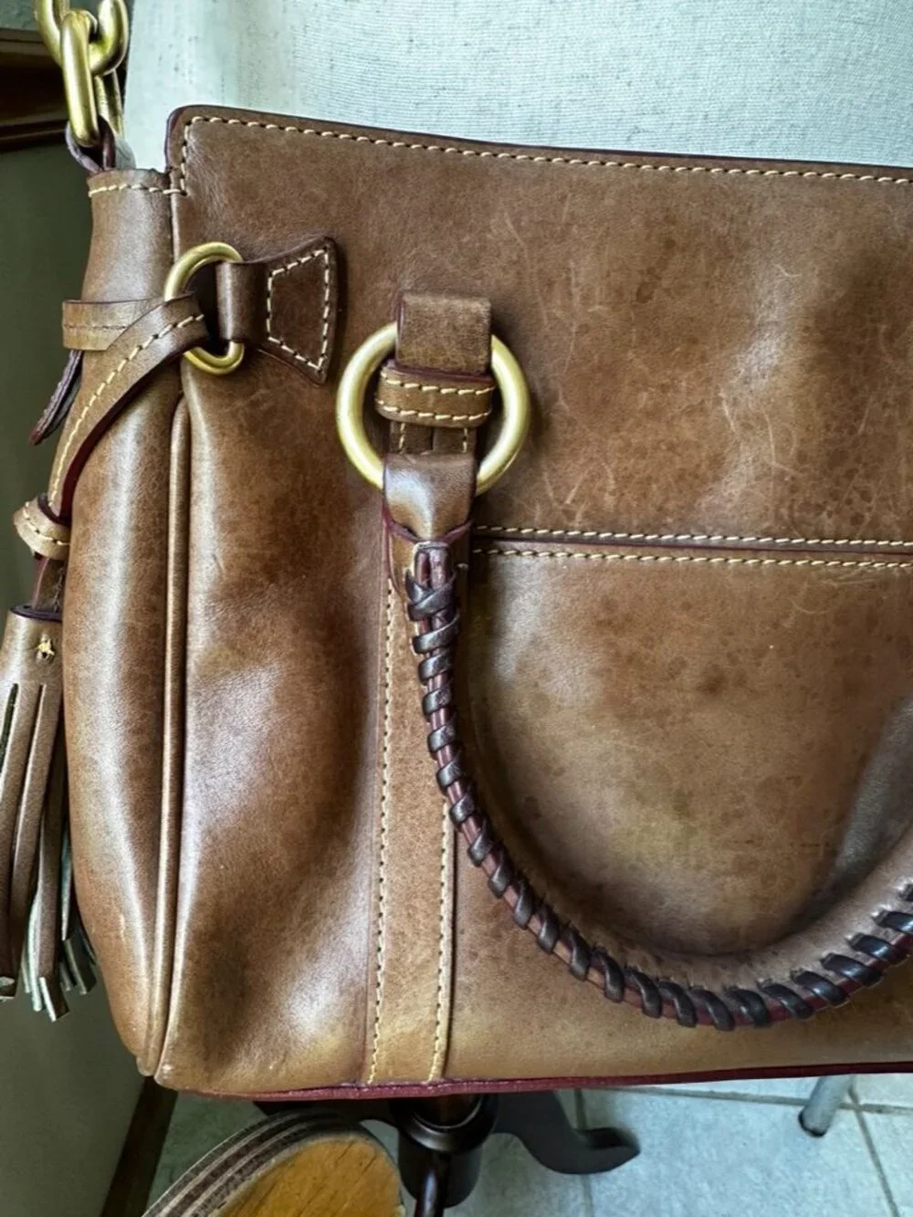 Dooney & Bourke Florentine Leather Satchel Purse, Brown